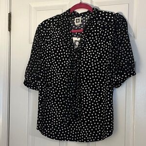 Anne Klein Black and White Polka Dot Blouse